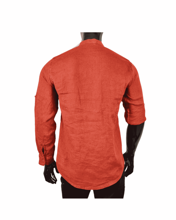 Camisa Lino Mao Granate - Imagen 2