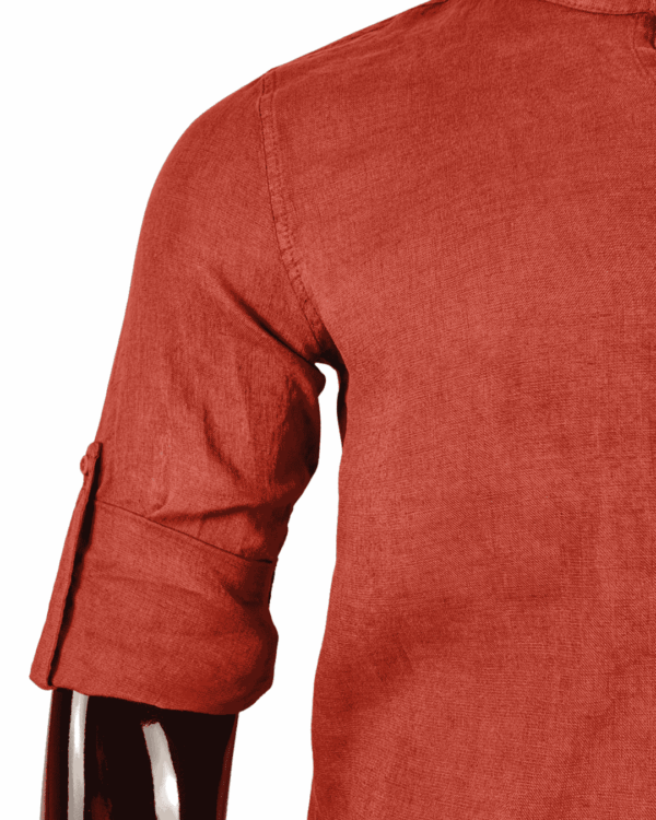 Camisa Lino Mao Granate - Imagen 4